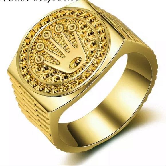 NEW* Gold king crown bling cuban Gotti Ring - Picture 2 of 2